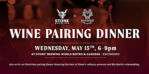 Imagen principal de Stone Brewing x Mia Marie Vineyards Wine Pairing Dinner