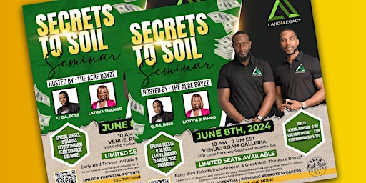 Imagem principal de The Secrets to Soil Land Seminar: Presented by The Acre Boyzz