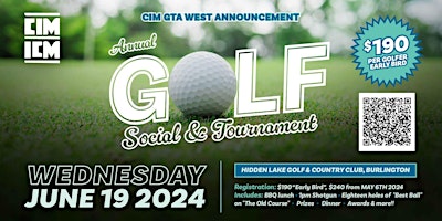 CIM GTA West Networking Event on June 19 - Golf Tournament primary image