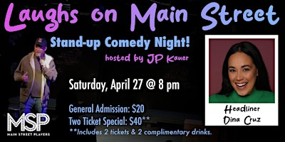 Image principale de Laughs On Main Street - Stand-up Comedy Night