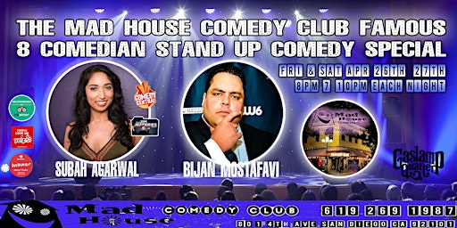 Imagem principal do evento It's the Famous Mad House Comedy Club 8 Comedian Showcase Special!