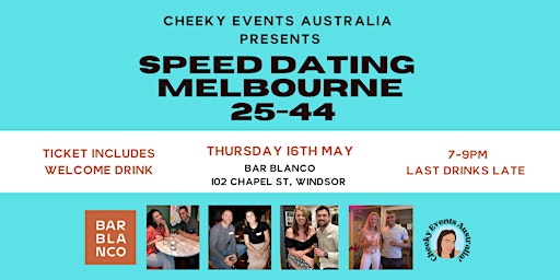 Image principale de Melbourne speed dating for ages 25-44 by Cheeky Events Australia
