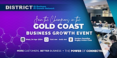 Primaire afbeelding van District32 Business Networking Gold Coast – Champions- Wed 24 Apr