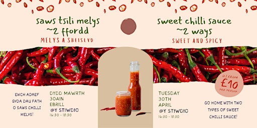 Primaire afbeelding van SWEET CHILLI SAUCE WORKSHOP ~ GWEITHDY SAWS CHILLI MELYS