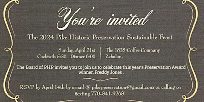 Imagem principal do evento 2024 Pike Historic Preservation Sustainable Feast