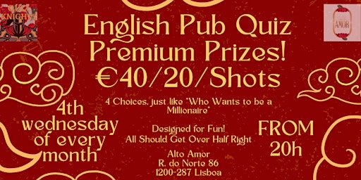 Primaire afbeelding van English Pub Quiz Style Trivia Nights