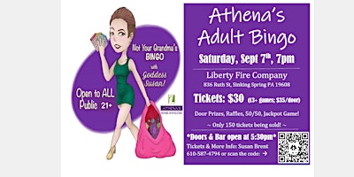 Primaire afbeelding van Liberty Fire Company ATHENA'S Adult Bingo!