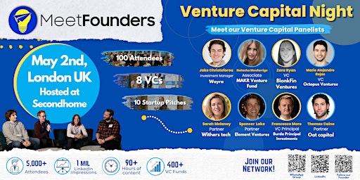 Image principale de MeetFounders Venture Capital Night (May 2024- London) In-Person Event