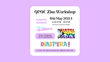 Imagem principal do evento Bristol QPOC Zine Workshop