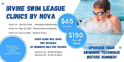 Primaire afbeelding van Irvine Swim League Clinic presented by Novaquatics