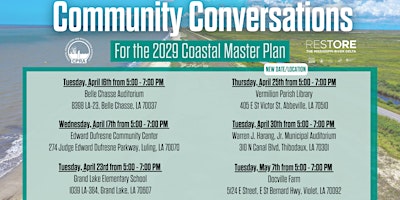 Image principale de Abbeville Community Conversation - 2029 Coastal Master Plan