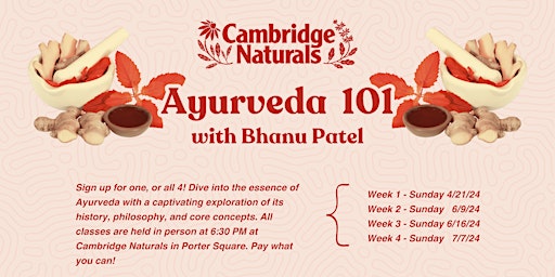 Immagine principale di Ayurveda 101 with Bhanu Patel (4 Part Series)!! 