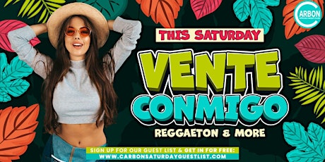 Imagen principal de This Saturday • Vente Conmigo @ Carbon Lounge • Free guest list