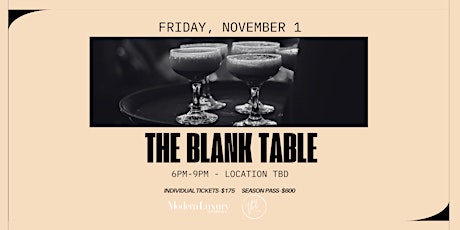 The Blank Table: November 1st Dinner primary image