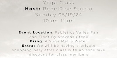 Free Yoga Class Hosted By Rebel Rise Studio at Fabletics Valley Fair primary image