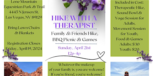Hauptbild für Hike with a Therapist: Family & Friend Hike, BBQ Picnic & Games