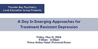Imagem principal do evento Emerging Approaches for Treatment Resistant Depression