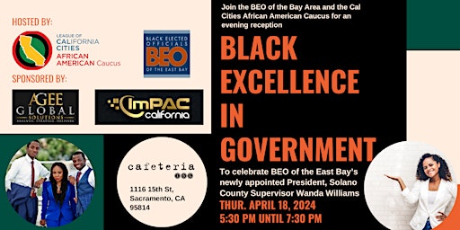 Black Excellence In Government -- Celebrating New Leadership in East Bay primary image