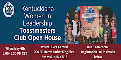 Imagem principal do evento Kentuckiana Women in Leadership Toastmasters Club Open House