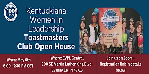 Primaire afbeelding van Kentuckiana Women in Leadership Toastmasters Club Open House
