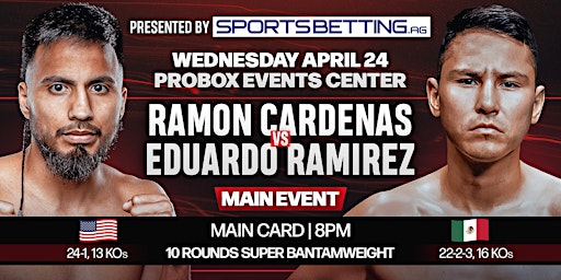 Primaire afbeelding van Live Boxing - Wednesday Night Fights! - April 24th - Cardenas vs Ramirez