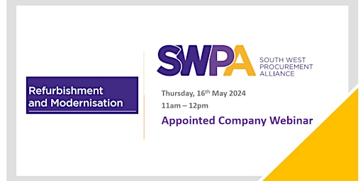 Imagen principal de SWPA's Refurbishment and Modernisation Appointed Company Webinar