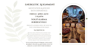 Imagem principal do evento Energetic Alignment Meditation & Sound Bath Experience at Yogi's Karma
