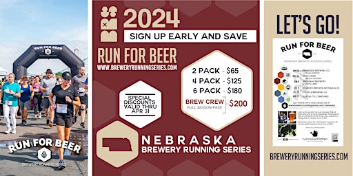 Imagem principal do evento 2024 Ticket Packs and Season Pass | Nebraska Brewery Running Series