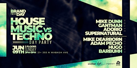 House Music vs Techno Day Party. 2 Floors of Music at Cerise Rooftop.