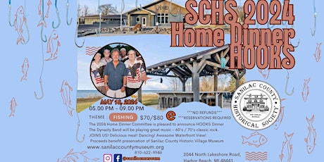 SCHS 2024 Home Dinner Fundraiser - Hooks Waterfront, Harbor Beach MI