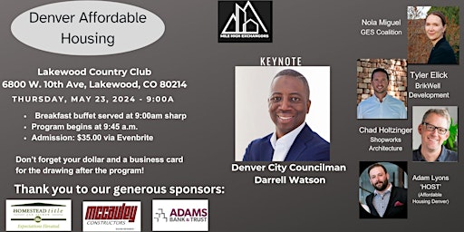 DENVER AFFORDABLE HOUSING EVENT - Featuring: City Councilman Darrell Watson primary image