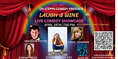 Immagine principale di Laugh & Wine Comedy Showcase in Hillcrest * FREE Tix & VIP available 