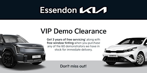 Imagem principal de RSVP: Essendon Kia VIP Demo Clearance