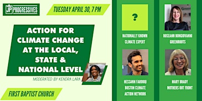 Image principale de JP Progressives Climate Forum: Action for Climate Change at the Local, State, and National Level