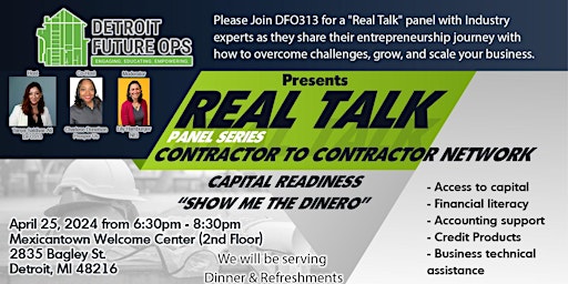 Imagen principal de DFO313  Detroit Contractors  "Real Talk" series - Show Me The Dinero
