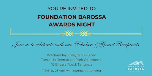 Imagem principal do evento Foundation Barossa Awards Night 2024
