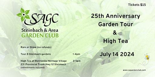 Primaire afbeelding van Steinbach & Area Garden Club 25th Anniversary Garden Tour & High Tea
