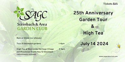 Immagine principale di Steinbach & Area Garden Club 25th Anniversary Garden Tour & High Tea 