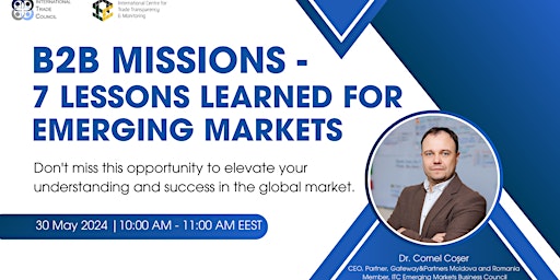 Primaire afbeelding van WEBINAR: B2B Missions - 7 Lessons Learned for Emerging Markets