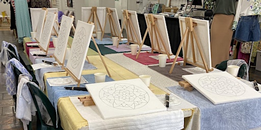 Painting pre-drawn mandala canvases primary image