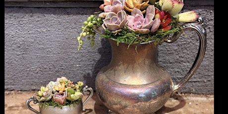 Succulent Mother’s Day Vintage Silver Arrangement Workshop