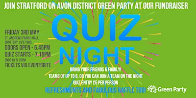 Immagine principale di Stratford on Avon District Green Party Quiz Night! 