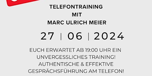 Primaire afbeelding van LIVE -TELEFONTRAINING - im DSC Wiesbaden am 27.06.24 um 19:00 Uhr