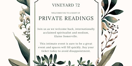 Imagen principal de Private Readings with Elaine Somerville & Guest Medium just added