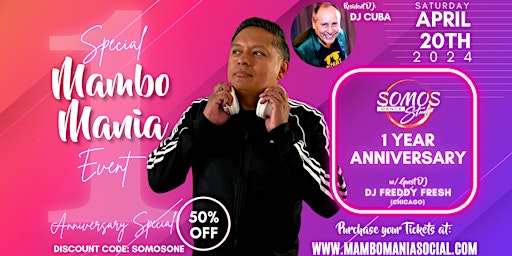 Imagem principal do evento Special MamboMania Event - Somos 1st Bday (Feat. DJ Freddy Fresh)