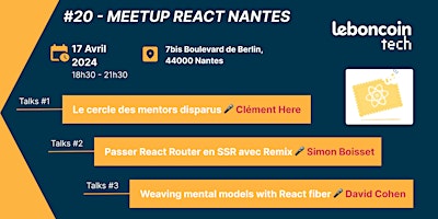 Hauptbild für #20 - Meetup React Nantes x leboncoin tech
