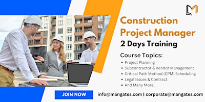 Image principale de Construction Project Manager Training in San Jose, CA on Apr 25th, 2024