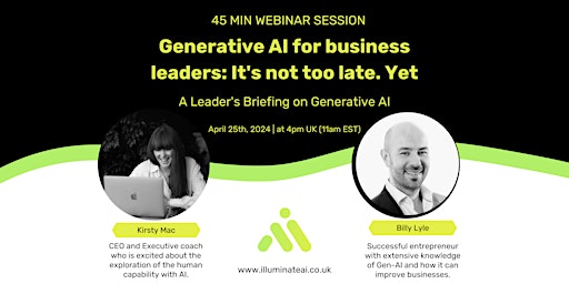 Primaire afbeelding van Generative AI for business leaders: It's not too late.. Yet