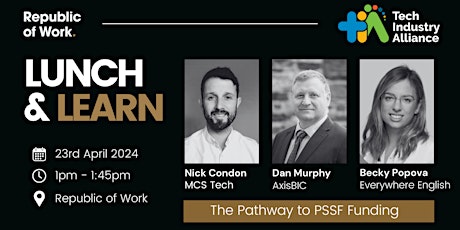 Image principale de Lunch & Learn | The Pathway To Pre-Seed Start Fund (PSSF)