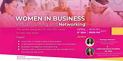 Immagine principale di Women in Business - Virtual Training and Networking 